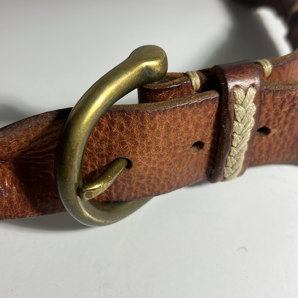 American Eagle leather belt size M solid brass vintage Y2K western